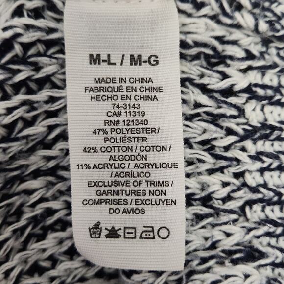 Garage Women's Wide Neck Long Sleeve Knit Blue & White Ambre Sweater Size M-L - Picture 7 of 9